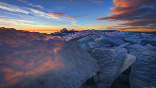 Sunset mountain ice snow clouds - ice free wallpaper