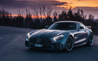 Silver mercedes sunset reflection clouds - constant permeke free wallpaper