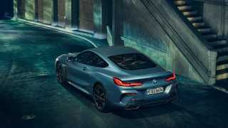 Silver bmw car parking lot - side profile free wallpaper