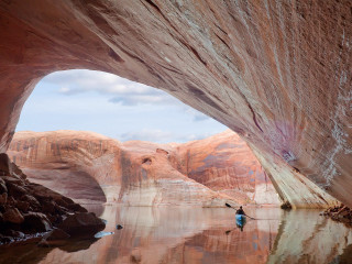 Kayak river rock formation sky - the water free wallpaper