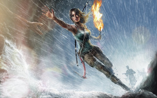 Woman flying fire beach ocean - a fire free wallpaper