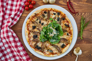 Pizza toppings table checkered food - a pizza free wallpaper