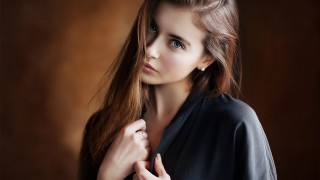 Romantic portrait woman longhair earrings - eye free wallpaper
