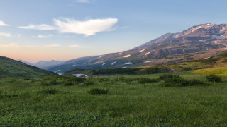 Mountain range grassy field lake - murata range free wallpaper
