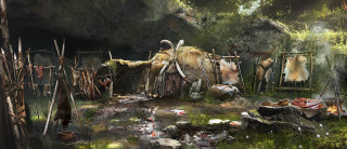 Shack forest clothes line person - darek zabrocki free wallpaper