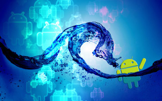 Blue background phone water wave - back free wallpaper