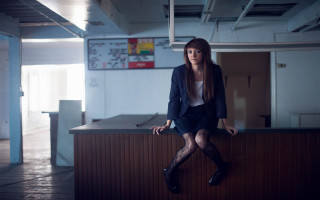 Arabella rankin portrait sitting jacket - a wooden floor free wallpaper
