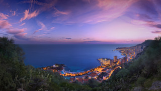 City ocean dusk panoramic matte - dusk free wallpaper