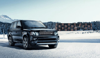 Black range rover snow building - snow free wallpaper