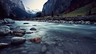 River lush valley moonlit sky - river free wallpaper