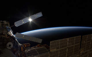 Satellite earth night horizon city - over the earth free wallpaper