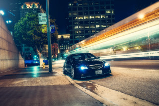 Car night cityscape street lights - elbridge ayer burbank free wallpaper