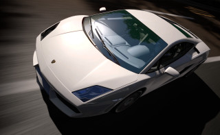 White sports car driving forest 7 - a few car free wallpaper