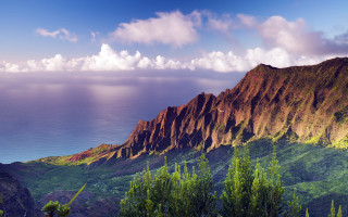Mountain lake forest clouds beach - chris labrooy free wallpaper