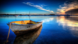 Boat sunset water sky beautiful - a few boat free wallpaper