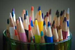 Colored pencils on table childs - crayon art free wallpaper