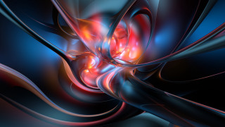 Blue red swirls abstract fractals - a black center free wallpaper