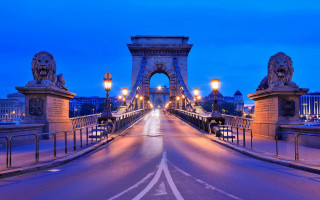 Bridge lions night streetlights vienna - aladár körösfőikriesch free wallpaper