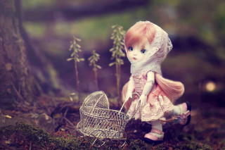 Doll pink hair birdcage forest - a pink hair free wallpaper