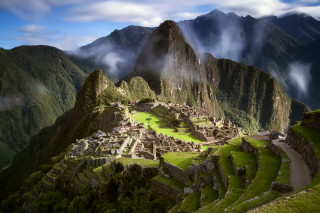 Mountain structure cloudy sky trail - cloudy free wallpaper