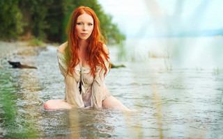 Woman water bird beach impressionist - impressionist free wallpaper