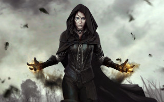 Woman hooded cape bird crow - chris rallis free wallpaper