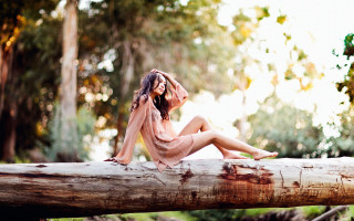 Woman forest sitting blackhair olive - olive skin free wallpaper