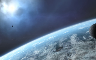 Black object space sun distant - a bright sun in the background free wallpaper