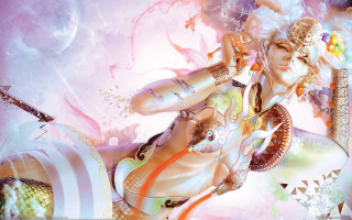 Woman bikini sword moon sky - a moon free wallpaper