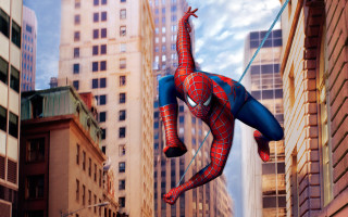 Spider man statue air city - marvel comic free wallpaper