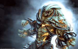 Fantasy biomechanical glowing sword hero - biomechanical free wallpaper