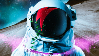 Space astronaut fireworks moon stars - redshift free wallpaper