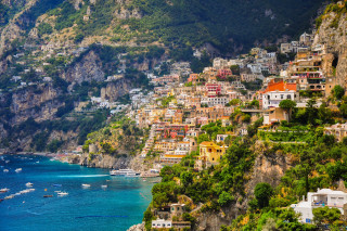 City cliff ocean mountains boat - the ocean and mountains free wallpaper