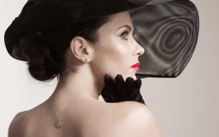 Woman black hat gloves red 2 - a red lipstick free wallpaper