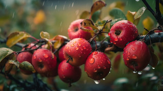 Apples rain water drops branch - drop of water free wallpaper