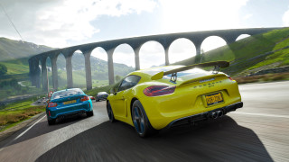 Cars bridge water road mountains - a bridge in the background free wallpaper