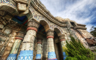Egyptian eastasian architecture cityscape clouds - egyptian art free wallpaper