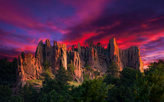 Mountain sky trees cityscape mystical - tree below free wallpaper