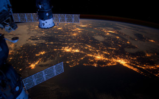 Satellite earth night city lights 2 - over the earth free wallpaper