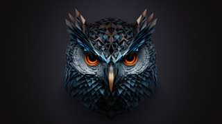 Owl orange eyes stylized polygonal - this image free wallpaper