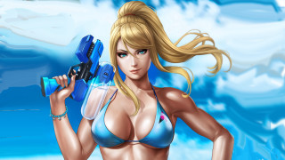 Cartoon woman bikini gun water - artgerm free wallpaper for desktop