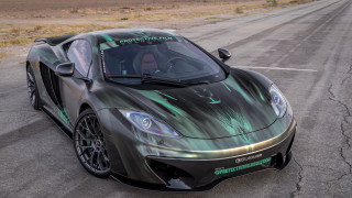Black sports car green hood 2 - matte finish free wallpaper