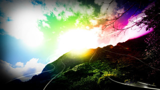 Rainbow sky mountain road mystical - a wire free wallpaper