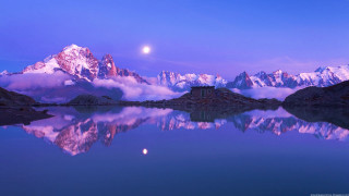Mountain lake moon clouds scenery - didier mouron free wallpaper