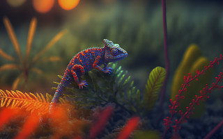Colorful lizard jungle night bright - global free wallpaper