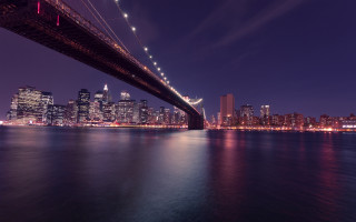 Bridge city night lights reflection 2 - a bridge over a body of water free wallpaper
