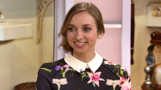 Woman floral shirt smiling kitchen - floral free wallpaper