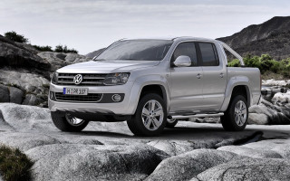 Silver volkswagen amarno pickup rocks - near free wallpaper for desktop