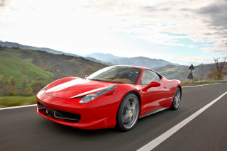 Red sports car mountains clouds 7 - bernardo cavallino free wallpaper