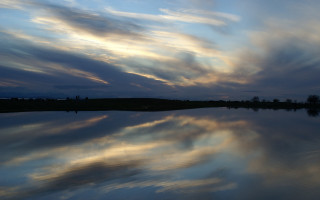 Lake clouds reflections trees dusk 2 - the distance free wallpaper for desktop